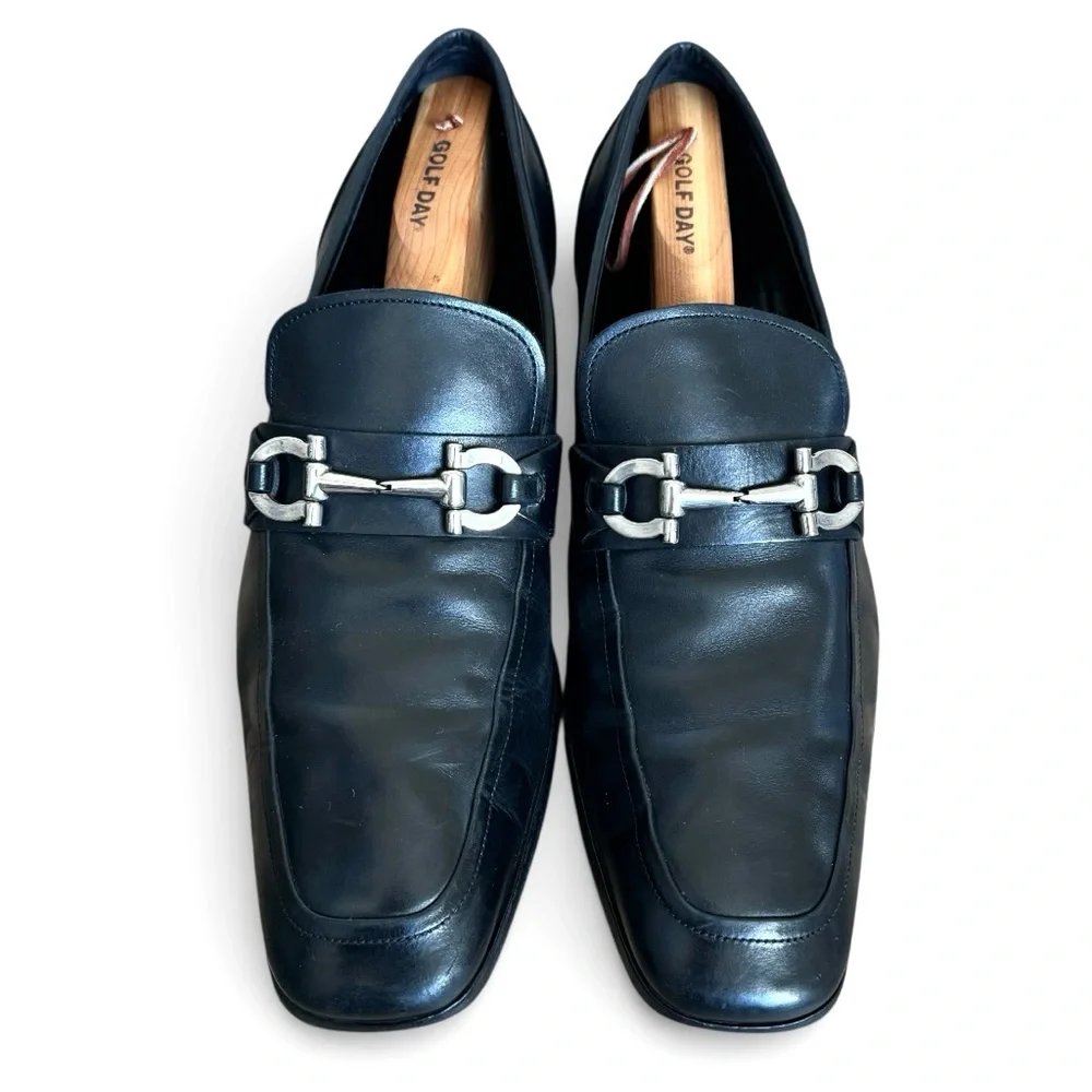 Salvatore Ferragamo Horsebit Loafers Black Leather Mens